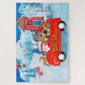 Pekingese Hund Weihnachtslieferung LKW Schnee Puzzle (Vertikal)