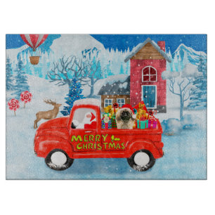 Pekingese Hund Weihnachtslieferung LKW Schnee Schneidebrett