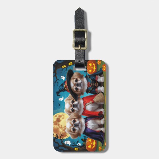 Pekingese Hunde Pumpkin Halloween Funny Gepäckanhänger (Vorderseite vertikal)