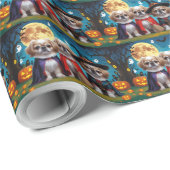 Pekingese Hunde Pumpkin Halloween Funny Geschenkpapier (Rolleneckpunkt)