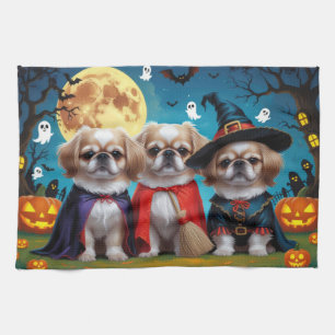 Pekingese Hunde Pumpkin Halloween Funny Geschirrtuch