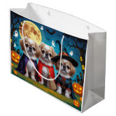 Pekingese Hunde Pumpkin Halloween Funny Große Geschenktüte (Rückseite Schrägansicht)