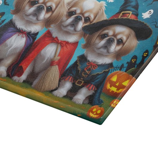 Pekingese Hunde Pumpkin Halloween Funny Schneidebrett (Ecke)