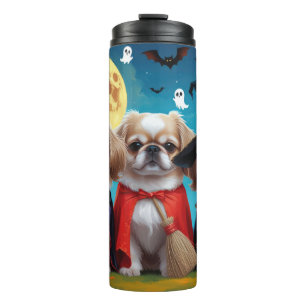 Pekingese Hunde Pumpkin Halloween Funny Thermosbecher