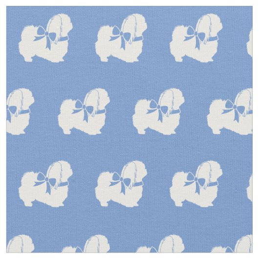 Pekingese Hunde Silhouette Pet Light Blue Stoff (Nahaufnahme)