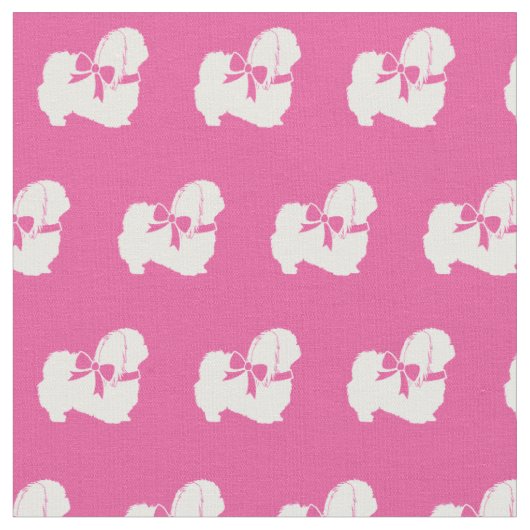 Pekingese Hunde Silhouette Pet Pink Stoff (Nahaufnahme)