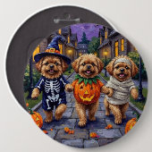 Pekingese Hunde Trick-oder-Treating Halloween-Kost Button (Vorne & Hinten)
