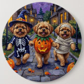 Pekingese Hunde Trick-oder-Treating Halloween-Kost Button (Vorderseite)