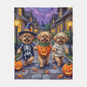 Pekingese Hunde Trick-oder-Treating Halloween-Kost Fleecedecke (Vorderseite)
