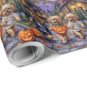 Pekingese Hunde Trick-oder-Treating Halloween-Kost Geschenkpapier (Rolleneckpunkt)