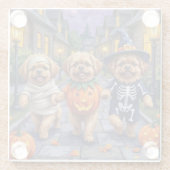 Pekingese Hunde Trick-oder-Treating Halloween-Kost Glasuntersetzer (Rückseite)