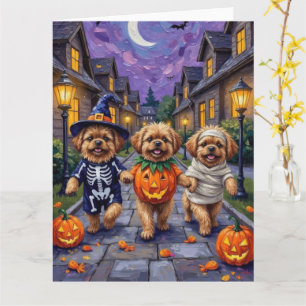 Pekingese Hunde Trick-oder-Treating Halloween-Kost Karte