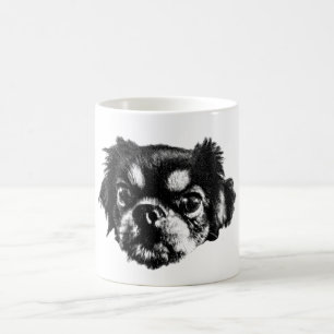 Pekingese-Hundetasse – Kühne Schwarz-Weiß-Kunst Kaffeetasse