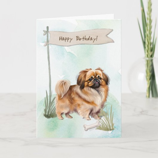 Pekingese Hundezüchtung im Freien unter Geburtstag Karte (Vorderseite)