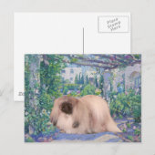 Pekingese im Blumengarten Postkarte (Vorne/Hinten)