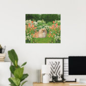Pekingese im Garten Poster (Heimbüro)