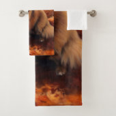 Pekingese im Herbst Leaves Fall Inspiriert Badhandtuch Set (Insitu)