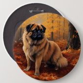 Pekingese im Herbst Leaves Fall Inspiriert Button (Vorne & Hinten)