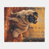 Pekingese im Herbst Leaves Fall Inspiriert Fleecedecke (Vorderseite (Horizontal))