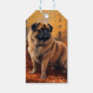 Pekingese im Herbst Leaves Fall Inspiriert Geschenkanhänger
