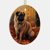 Pekingese im Herbst Leaves Fall Inspiriert Keramik Ornament (Rechts)