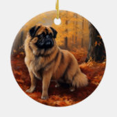 Pekingese im Herbst Leaves Fall Inspiriert Keramik Ornament (Hinten)