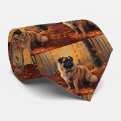 Pekingese im Herbst Leaves Fall Inspiriert Krawatte (Gerollt)