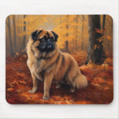 Pekingese im Herbst Leaves Fall Inspiriert Mousepad (Vorne)