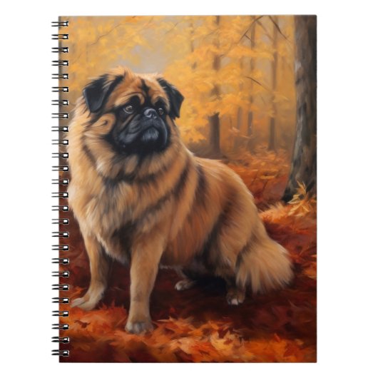 Pekingese im Herbst Leaves Fall Inspiriert Notizblock (Vorderseite)