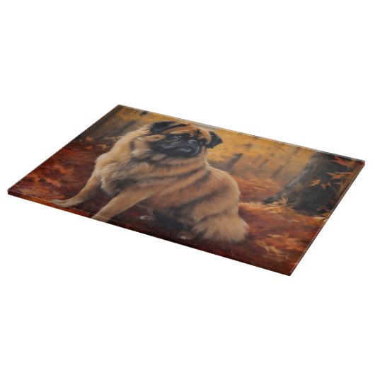 Pekingese im Herbst Leaves Fall Inspiriert Schneidebrett (Ecke)