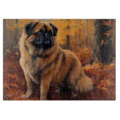Pekingese im Herbst Leaves Fall Inspiriert Schneidebrett (Vorderseite)