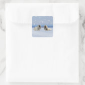 Pekingese im Winter Quadratischer Aufkleber (Tasche)