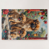 Pekingese Imperial Pfingstrosengarten Kunst Puzzle (Horizontal)
