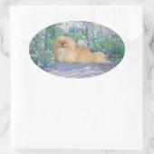 Pekingese in Lavender Ovaler Aufkleber (Tasche)