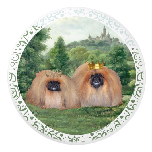Pekingese King and Queen Keramikknauf (Vorderseite)
