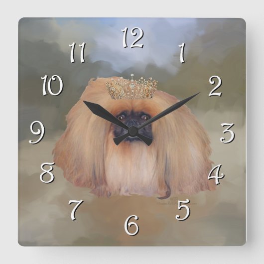 Pekingese königlich quadratische wanduhr (Vorderseite)
