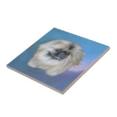 Pekingese Lily on Blue Fliese (Seite)