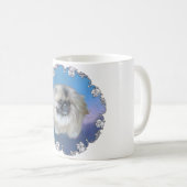 Pekingese Lily on Blue Kaffeetasse (VorderseiteRechts)