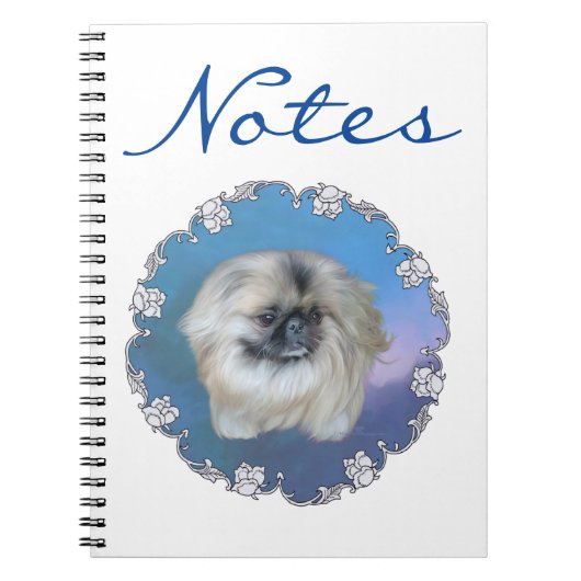Pekingese Lily on Blue Notizblock (Vorderseite)