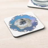 Pekingese Lily on Blue Untersetzer (Linke Seite)