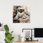 Pekingese Lounges in einem Seidenraupengraben Zeic Poster (Heimbüro)