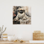 Pekingese Lounges in einem Seidenraupengraben Zeic Poster (Küche)