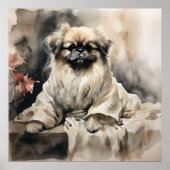 Pekingese Lounges in einem Seidenraupengraben Zeic Poster (Vorne)