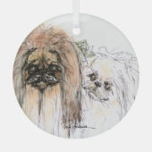 Pekingese Lovers by Hevener Ornament Aus Glas (Vorderseite)
