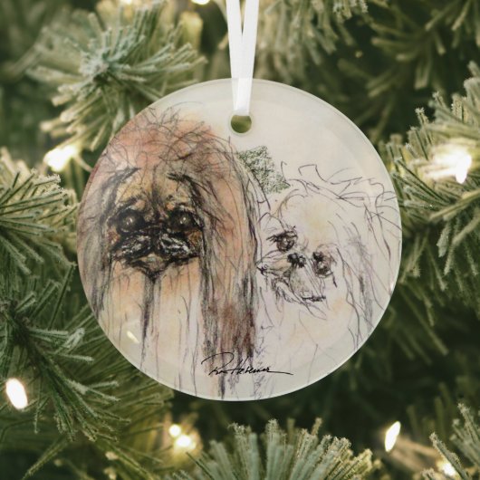 Pekingese Lovers by Hevener Ornament Aus Glas (InSitu)