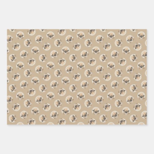 Pekingese Malerei Fawn Niedlich Original Haustier  Geschenkpapier Set (Vorderseite 3)