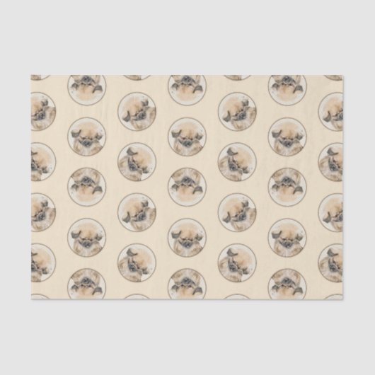 Pekingese Malerei Fawn Niedlich Original Haustier  Seidenpapier (Vorderseite)