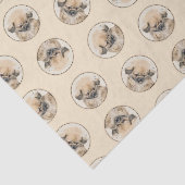 Pekingese Malerei Fawn Niedlich Original Haustier  Seidenpapier (Ausschnitt)