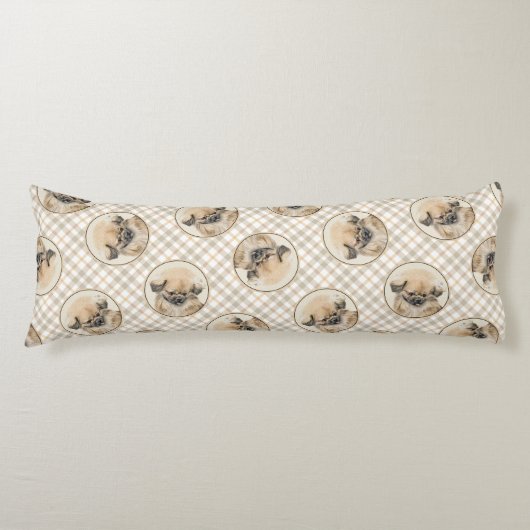 Pekingese Malerei Fawn Niedlich Original Haustier Seitenschläferkissen (Vorderseite)