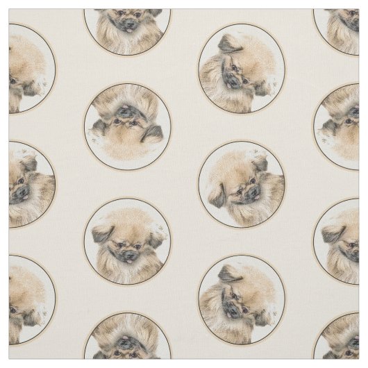 Pekingese Malerei Fawn Niedlich Original Haustier  Stoff (Muster)